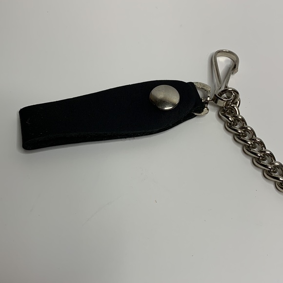 Black Leather Silver Chain Hook Wallet | Multi Compartment Money Card Holder NEW - Picture 2 of 9